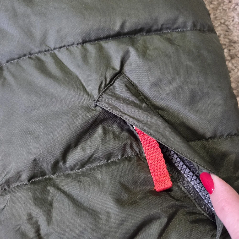 BOY GAP KIDS XS Puffer Down Waterfowl‎ Filled Vest Reversible Olive Green/Orange